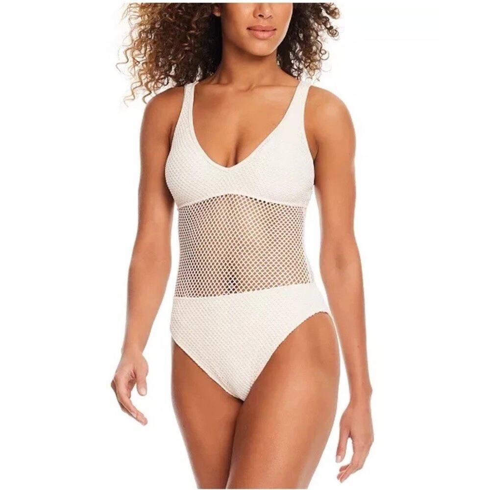 NWT Sanctuary Women’s Large Sea Crochet V-Neck High-Leg One-Piece Swimsuit